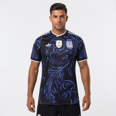 Argentina Dark Navy Floral Graphic Football Jersey