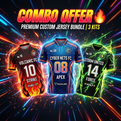 Combo Offer — Premium Custom Jersey Bundle | 3 Kits (Fire, Cyber & Storm Edition)