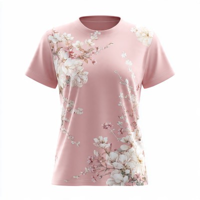 Blush Bloom Floral Print T-Shirt for Women