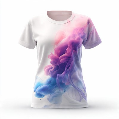Aurora Flow - Gradient Smoke Art T-Shirt for Women