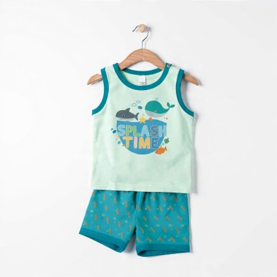 Splash Time Under The Sea Baby Cotton Co-ord Set - Sleeveless Top & Shorts
