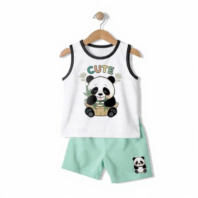 Cute Panda Club Baby Cotton Co-ord Set – Sleeveless Top & Shorts