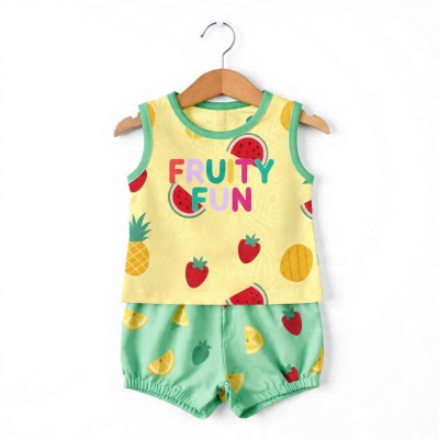 Fruity Fun Party Girls Cotton Co-ord Set – Sleeveless Top & Shorts