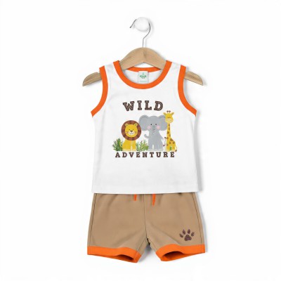 Wild Adventure Jungle Safari Kids Cotton Co-ord Set – Sleeveless Top & Shorts