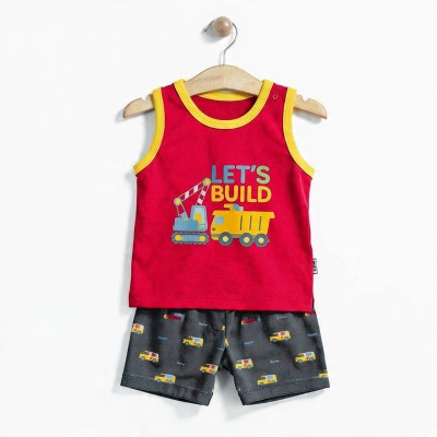 Let's Build Little Builder Boys Cotton Co-ord Set – Sleeveless Top & Shorts