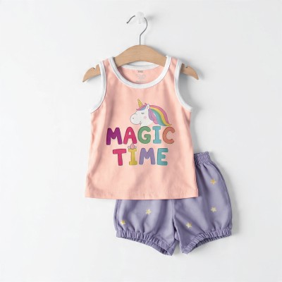 Magic Time Unicorn Dreams Girls Cotton Co-ord Set – Sleeveless Top & Shorts