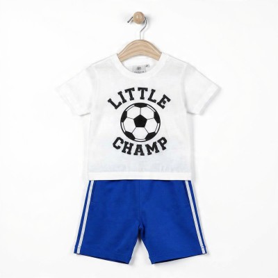 Little Champ Football Boys Half Sleeve Cotton Co-ord Set – T-Shirt & Shorts