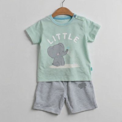 Little Elephant Splash Boys Half Sleeve Cotton Co-ord Set – T-Shirt & Shorts