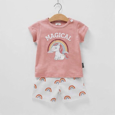 Magical Unicorn Girls Half Sleeve Cotton Co-ord Set – T-Shirt & Shorts