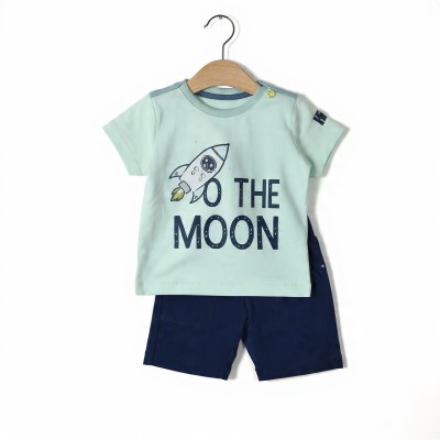 To The Moon Boys Half Sleeve Cotton Co-ord Set – T-Shirt & Shorts