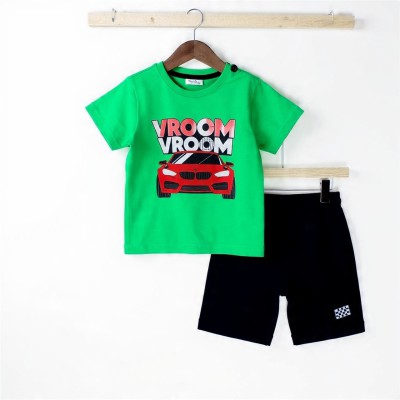 Vroom Vroom Boys Half Sleeve Cotton Co-ord Set – T-Shirt & Shorts