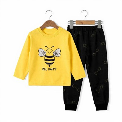 Bee Happy Unisex Full Sleeve Cotton Co-ord Set – T-Shirt & Pajama