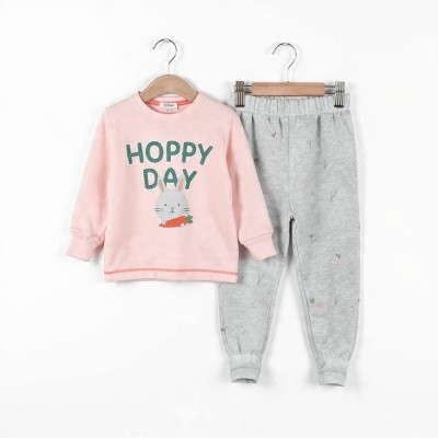 Hoppy Day Girls Full Sleeve Cotton Co-ord Set – T-Shirt & Pajama