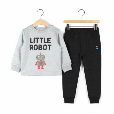 Little Robot Boys Full Sleeve Cotton Co-ord Set – T-Shirt & Pajama