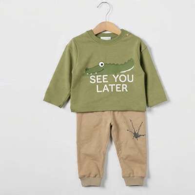 See You Later Crocodile Boys Full Sleeve Cotton Co-ord Set – T-Shirt & Pajama