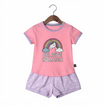 Believe in Magic Girls Half Sleeve Cotton Co-ord Set – T-Shirt & Shorts
