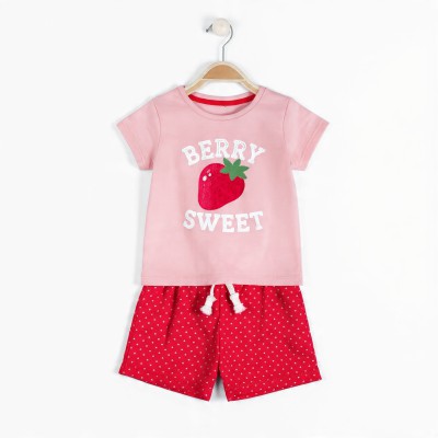 Berry Sweet Girls Half Sleeve Cotton Co-ord Set – T-Shirt & Shorts