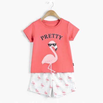 Pretty Flamingo Girls Half Sleeve Cotton Co-ord Set – T-Shirt & Shorts
