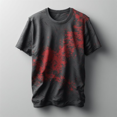 Charcoal Red Grunge Splatter Half Sleeve T-Shirt