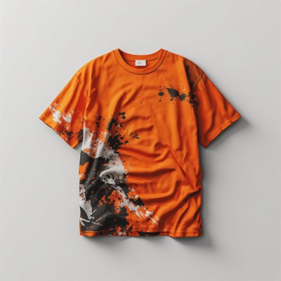 Orange Black White Paint Splatter Oversized T-Shirt