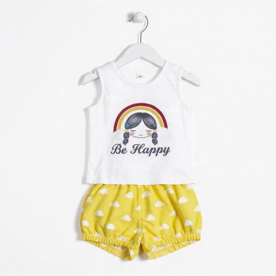 Be Happy Rainbow Girls Sleeveless Cotton Co-ord Set