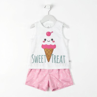 Sweet Treat Ice Cream Girls Sleeveless Cotton Co-ord Set