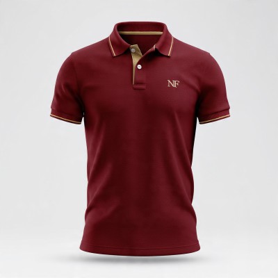 Burgundy Gold Tipped Men's Premium Polo T-Shirt