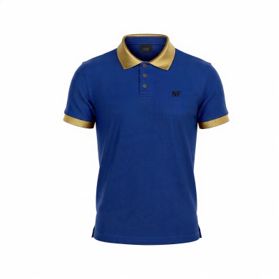 Royal Blue Gold Collar Men's Premium Polo T-Shirt