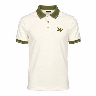 Cream Olive Tipped Men's Premium Polo T-Shirt