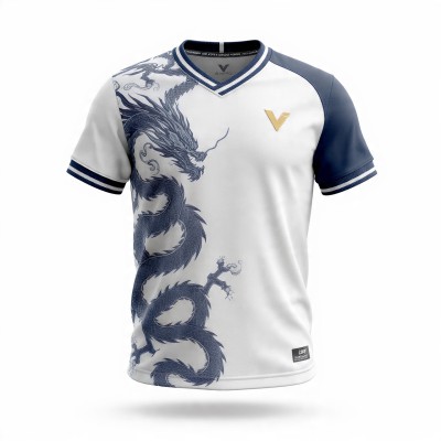 White Ice Dragon Navy Blue Football Jersey