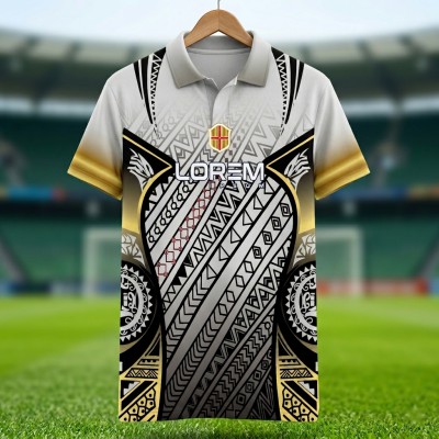 Lorem Tribal Gold Football Jersey – Polynesian Art Premium Edition
