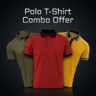 Premium 3-Piece Polo T-Shirt Combo Pack – Olive, Red & Yellow Edition
