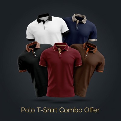 Luxury 5-Piece Premium Polo T-Shirt Combo Pack – Designer Collar Edition