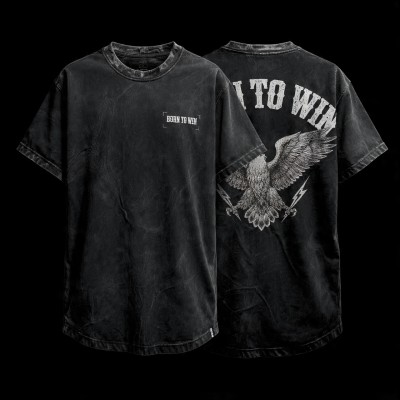 BORN TO WIN Eagle | Vintage Black Dropshoulder Tee