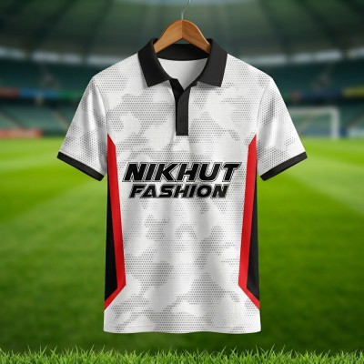 Nikhut Fashion Wear Football Jersey – White Hexagonal Camo Short Sleeve Edition