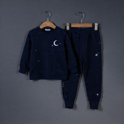 Girls Moon Star Full Sleeve Set Navy Blue