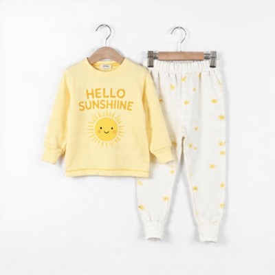Girls Hello Sunshine Full Sleeve Set Yellow White