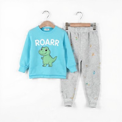 Kids Roarr Dino Full Sleeve Set Aqua Grey