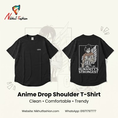 Anime Drop Shoulder T-Shirt (Levi / Humanity's Strongest)