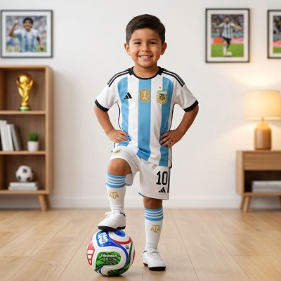 Argentina Home Kids Football Jersey Full Set | বাচ্চাদের আর্জেন্টিনা হোম ফুটবল জার্সি সেট
