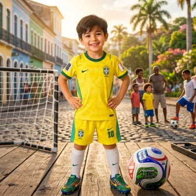 Brazil Home Kids Football Jersey Full Set | বাচ্চাদের ব্রাজিল হোম ফুটবল জার্সি সেট
