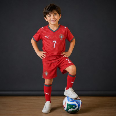 Portugal Home Kids Football Jersey Full Set | বাচ্চাদের পর্তুগাল হোম ফুটবল জার্সি সেট